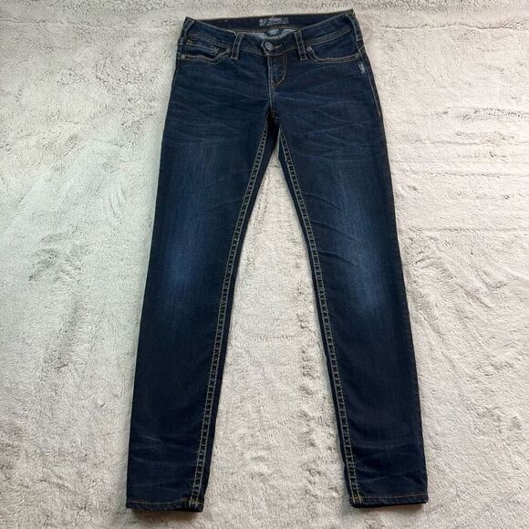 Silver Jeans Camden Rose Womens Size 28x31 Low Rise Dark Wash Denim Skinny - Picture 1 of 11